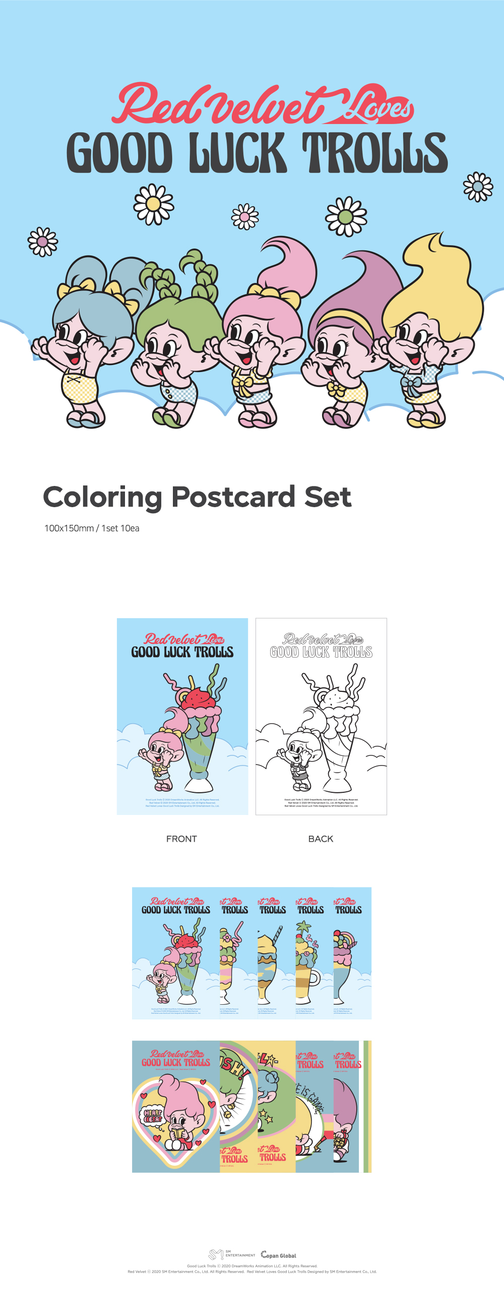 Red Velvet TROLLS POP-UP STORE - COLORING POSTCARD SET